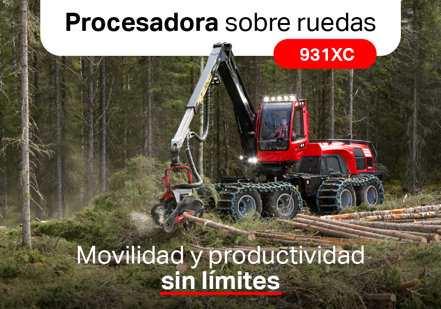 Procesadora sobre ruedas Komatsu 931XC: movilidad y productividad sin límites