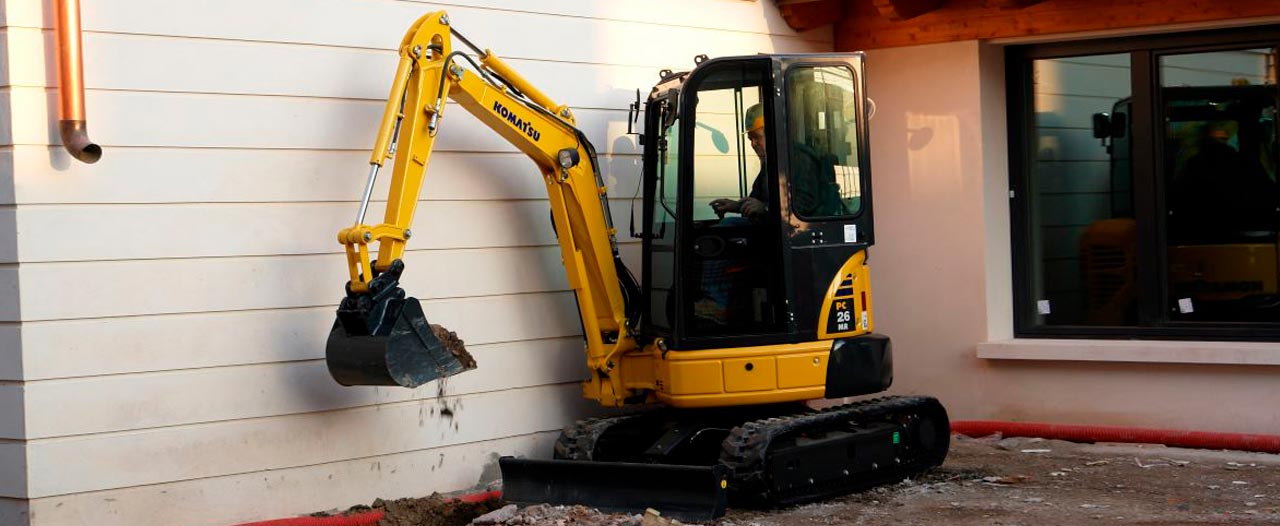 Miniexcavadora ideal para zonas estrechas